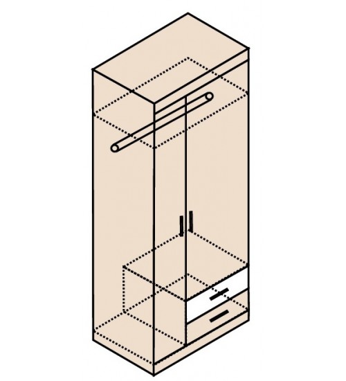 Ника Н10 Шкаф 2 дв для одежды лам.белый/дуб сонома