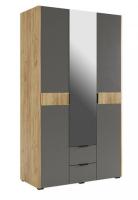 Шкаф 3-х дверный Адам с зеркалом Дуб Крафт золотой/Графит