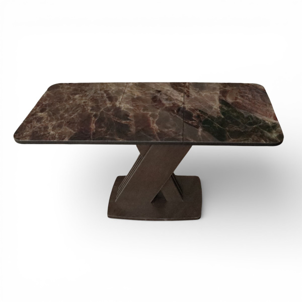 Стол обеденный Неаполь 110(+40)*70  мрамор коричневый/ темная