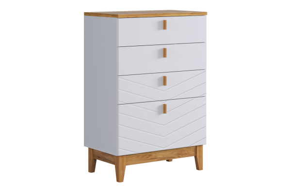 Комод Хюгге белое дерево/дуб крафт золотой/белый матовый