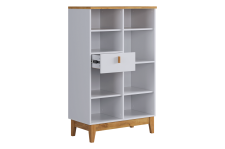 Комод 2 Хюгге белое дерево/дуб крафт золотой/белый матовый