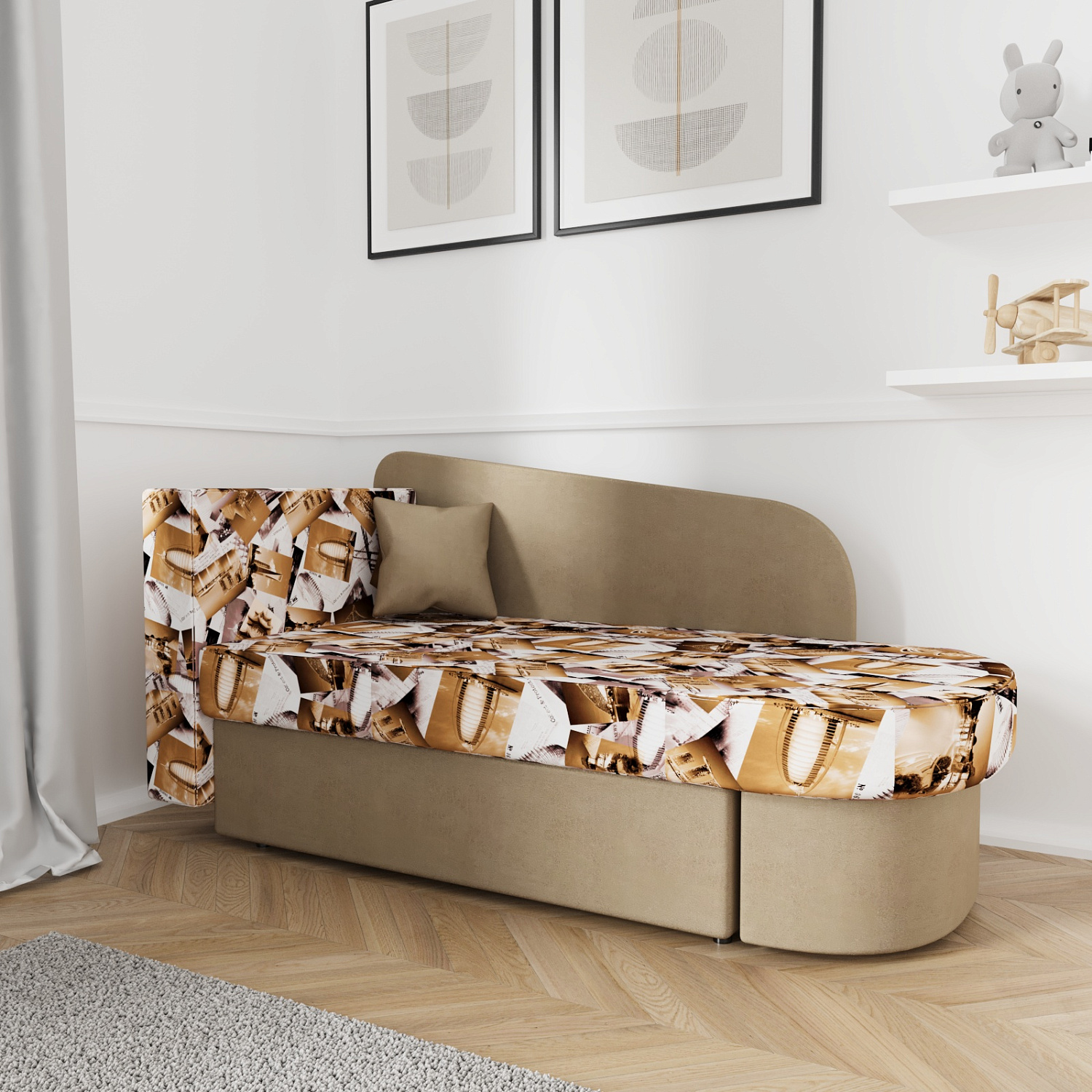 Диван-кровать "Лидер 1"  СITY MY 005 C-2/ MY 1079 C-2 ПРАВАЯ 