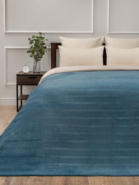 Плед Texrepublic фланель однотонный страйп ЕВРО 94350