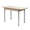 Стол Айсберг-мини PL 960(1260)*600, ЛДСП Дуб мол., пластик Бежевые цветы/нога ПРЯМ хром 4