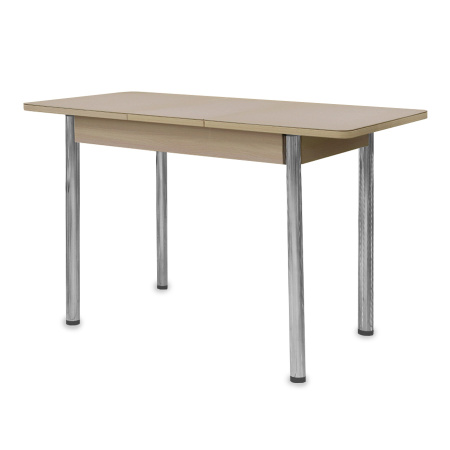 Стол Айсберг-мини СТ,960(1260),ЛДСП Дуб молоч,Стекло Капучино,СОЗВЕЗДИЕ/нога ПРЯМА хром 4