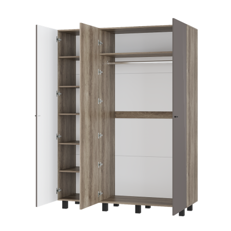 Шкаф 3-х створчатый Олива ШК-08 (1502х2016х514мм) дуб каньон / муссон софт MF14
