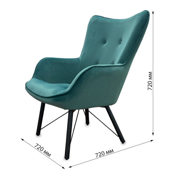 Кресло Манго ножки металл ткань Фреш 22 малахит
