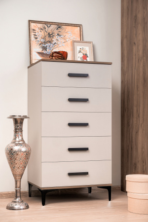 Кара 3 Комод высокий Дуб Табачный Craft/Велюр