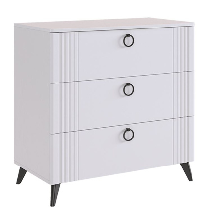 Ева Комод 3ящ/Белое дерево/Белый матовый