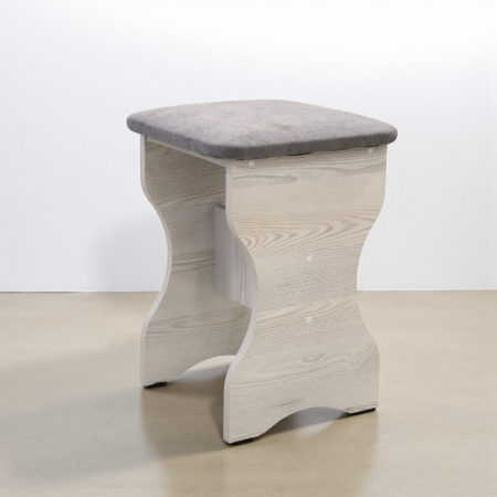 Табурет БН-200 Кожзам Серый/ Сосна Лофт