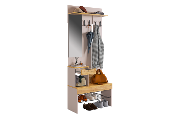 Баско Прихожая, (802х346х1950) /Кашемир/дуб крафт золотой