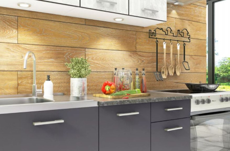 Кухонный гарнитур Бланка СТЛ.218.00" Белый/Орех мармара/Спринт/Антрацит 1,4м