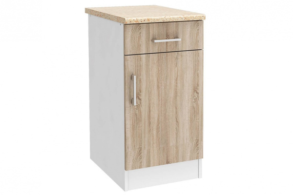 Уют СТЛ.275.03 Шкаф напольный 40 + фасад + столешница Белый/Дуб Сонома