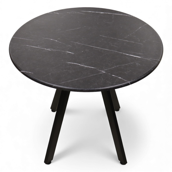 Стол Эйдан-80, D800, ПВХ Мрамор черный+опора Z 04 (ЧЕРНЫЙ)