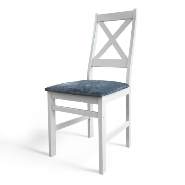 Стул Бриз Р, эмаль белая, ткань Катания 14 (Серо-Голубой)